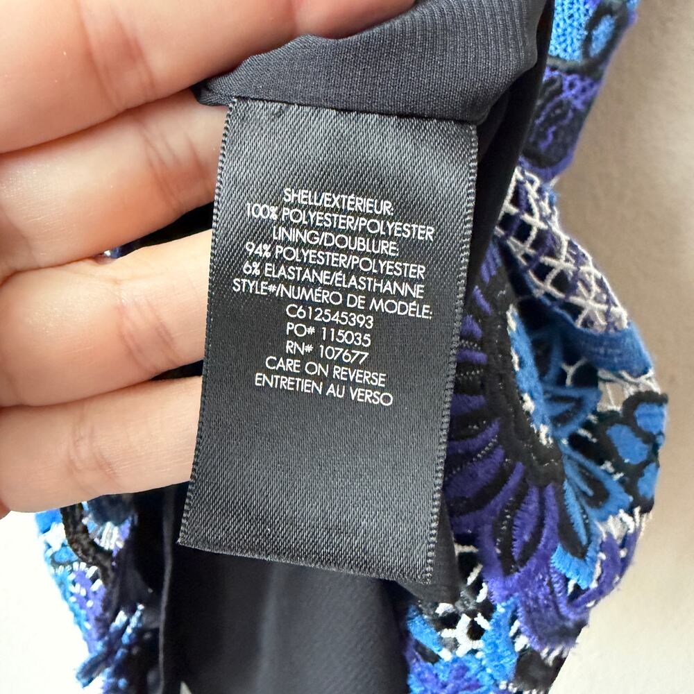 Alice + Olivia Nakia Blue Black Guipure Lace Dress Size 4 - Picture 5 of 6